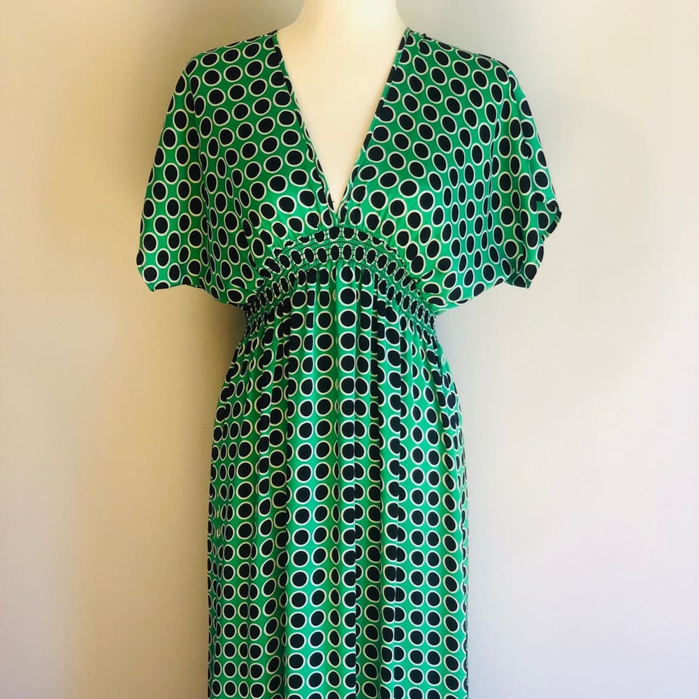 Michael Kors Maxi Dress Polka Dot Green & Black